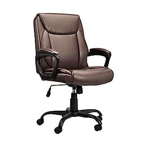 lot 17660 image: Amazon Basics Classic Puresoft Padded Mid-Back Office Computer Desk Chair with Armrest - Brown (B081H43WV2)