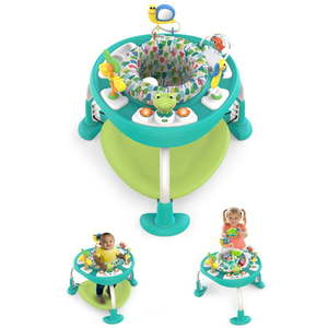 lot 17682 image: Bright Starts Bounce Bounce Baby 2-in-1 Activity Center Jumper & Table - Playful Pond (Green) 6 Months Retail $80