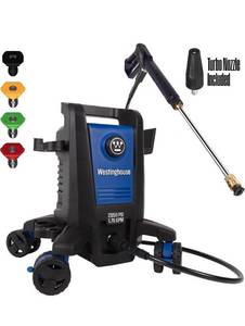 lot 17684 image: Westinghouse ePX3100 Electric Pressure Washer, 2050 Max PSI 1.76 Max GPM with Anti-Tipping Technology, Onboard Soap Tank, Pro-Style Steel Wand, 5-Nozzle Set, for CarsFencesDrivewaysHomePatios Retail $199