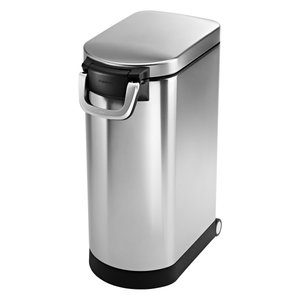 lot 17687 image: simplehuman 35 Liter X-Large Pet Food Storage Container Brushed Stainless Steel for Dog Food Cat Food and Bird Feed Retail $150