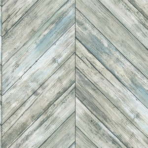 lot 17704 image: RoomMates Herringbone Wood Boards Peel and Stick Wallpaper
