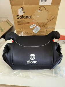 lot 17705 image: Diono Solana 2022, No Latch, Single Backless Booster Car Seat, Lightweight, Machine Washable Covers, Cup Holders, Black