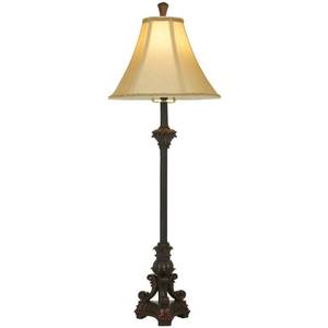 lot 17706 image: DecMode 31 Bronze Buffet Lamp with Beige Fabric Shade