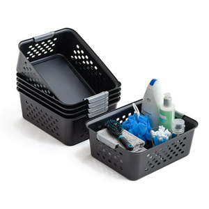 lot 17712 image: IRIS USA 5 Pack Storage Basket Black