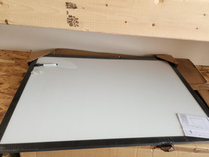 lot 17719 image: Amazon Basics Magnetic Dry Erase White Board, 36 x 24-Inch, Aluminum Frame, SilverWhite damage see pics