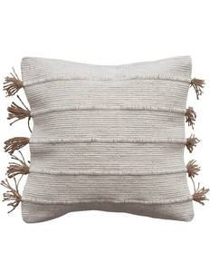 lot 17724 image: Creative Co-Op Boho Woven Jute and Cotton Throw Embroidery and Tassels, Natural Pillow Cover