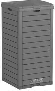 lot 17730 image: EAST OAK 31 Gallon Outdoor Trash Can, Waterproof Resin Garbage Can with Tiered Lid and Drip Tray, Outside Trash Bin for Patio, Backyard, Deck, Grey