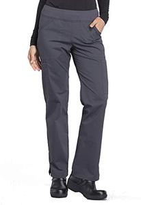 lot 17733 image: CHEROKEE Workwear Professionals Women Scrubs Pant Mid Rise Straight Leg Pull-on Cargo WW170, S, Pewter