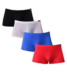 lot 17736 image: Mens Silky Boxer Briefs Short Leg Underwear Pack Health to Wear, 4pack-a02, Small