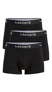 lot 17743 image: Lacoste Mens Casual Classic 3 Pack Cotton Stretch Trunks, Black, 3X-Large