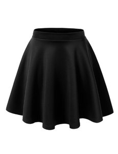 lot 17745 image: MBJ WB211 Womens Basic Versatile Stretchy Flared Skater Skirt for Girl XXL Black