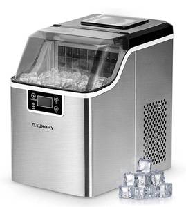 lot 17751 image: EUHOMY Ice Maker Machine Countertop, 2 Ways to Add Water,45LbsDay 24 Pcs Ready in 13 Mins, Self-Cleaning Portable Compact Ice Cube Maker with Ice Scoop & Basket, Perfect for HomeKitchenOfficeBar Retail $150