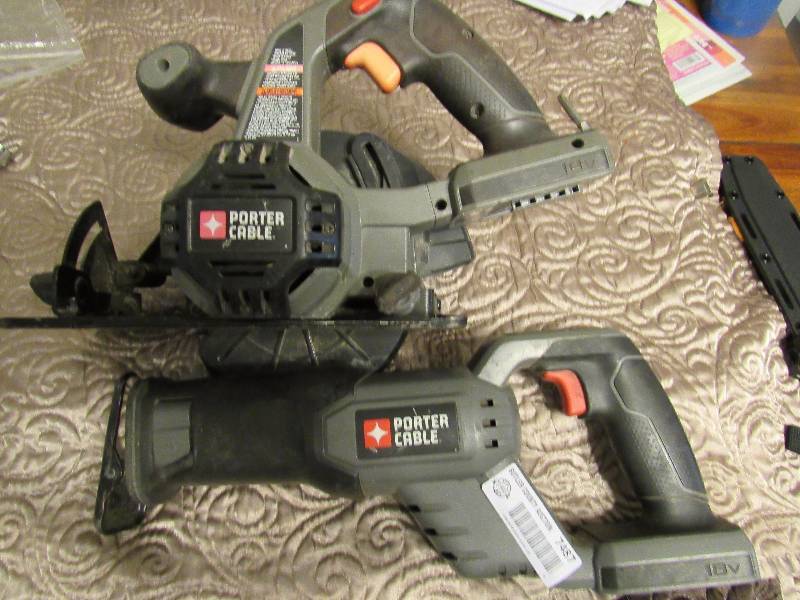 lot 7487 image: 18v Proter Cable Crcular Saw and Sawz-ALL - Both work Great & in good condition. TOOLS ONLY - NO BATTERIES