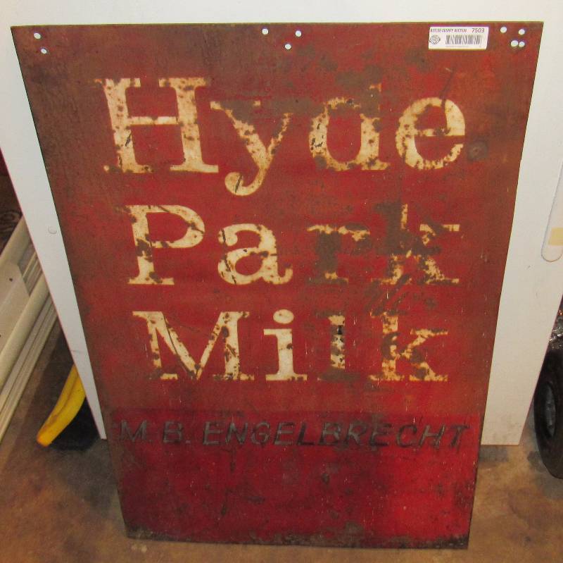 lot 7503 image: Vintage HYDE PARK MILK Sign - Great condition for its age