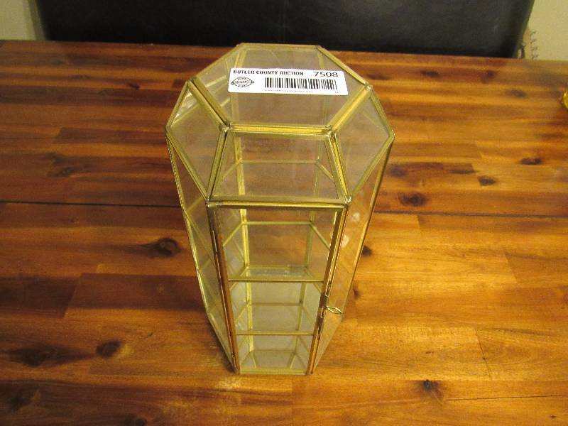 lot 7508 image: Jewelry Cabinet - Glass and Brass