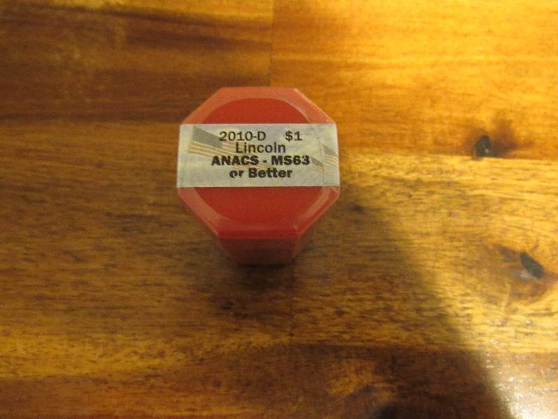 lot 7513 image: 1 Roll Uncirculated Lincoln Dollars - 2010-D Lincoln ANACS- MS63 or Better