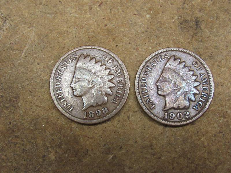 lot 7700 image: Lot of 2 Indian Head Pennies 1898 & 1902 Coins