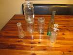 Old Bottles and Glass Jars - 6 pieces total