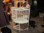 Corner BIRD CAGE - Cream Colored w/ water/food bowls, ladder and swing! - MUST SEE!