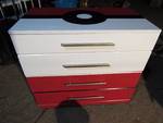 Red, white and black 4-Drawer Bachelor's Chest of drawers