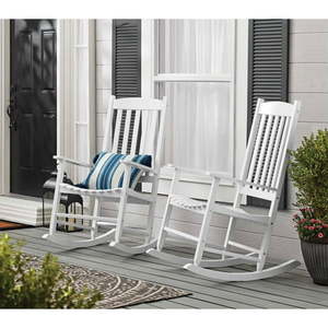 lot 1604 image: Mainstays Outdoor Wood Porch Rocking Chair, White Color, Weather Resistant Finish