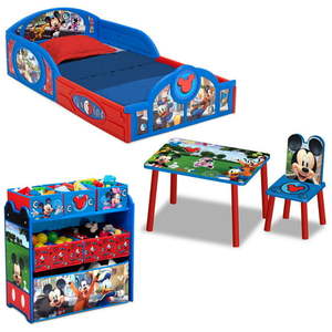 lot 2553 image: Disney Mickey Mouse 4-Piece Room-in-a-Box - Toddler Bedroom Set
