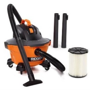 lot 1592 image: RIDGID 6 Gal. 3.5-Peak HP NXT WetDry Shop Vacuum with Filter, Hose and Accessories, OrangesPeaches