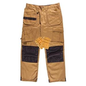 lot 2500 image: DEWALT Mens 36 in. W x 31 in. L Tan PolyesterCottonElastane Stretch WorkPant with Knee Pad