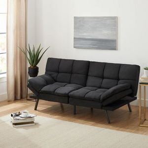 lot 3569 image: Mainstays Memory Foam Futon Black Medium Futon (Width 69 - 79)-Retail $299.07