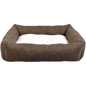 lot 1696 image: Boots & Barkley Small Pet Bed up to 25 lbs Dog Bed Brown Tweed 18x20 inch
