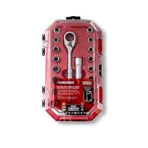 lot 1733 image: Husky 38 in. Drive 6-Point Pass-Thru Ratchet and Socket Set (35-Piece)