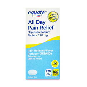 lot 2455 image: Equate Naproxen Sodium Tablets USP 220 mg Pain Reliever and Fever Reducer 100 Count
