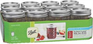 lot 3598 image: Ball Golden Harvest Mason Regular Mouth Jelly Jar 12PK Fruit Design 8 Oz, Clear