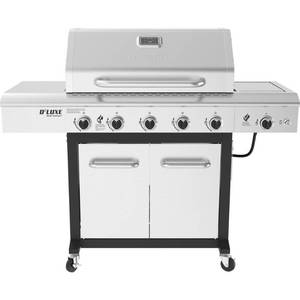 lot 1666 image: Nexgrill 5-Burner Propane Gas Grill in Stainless Steel and Black with Side Burner-Retail $479.99