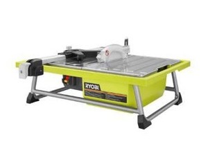 lot 1674 image: Ryobi WS722 7 Inch 4.8 Amp Portable Tabletop Wet Tile Saw with Miter Guide and Induction Motor