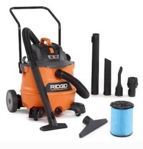lot 1676 image: RIDGID NXT 60L (16 Gal.) 6.5 Peak HP WetDry Shop Vacuum with Cart, Fine Dust Filter, Hose and Accessories