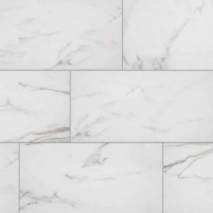 lot 1691 image: Florida Tile Home Collection Michelangelo Calacatta Rectified 12 in. x 24 in. Porcelain Floor and Wall Tile (13.3 sq. ft. case), WhiteMatte