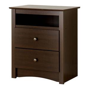 lot 5886 image: Prepac Fremont 2 Drawer Tall Nightstand With Open Shelf Espresso