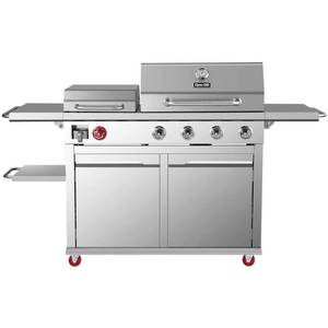 lot 5887 image: Dyna-Glo 4-Burner Propane Gas Grill in Stainless Steel with Griddle, Silver