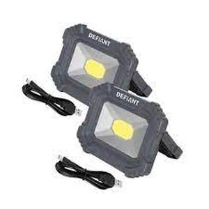 lot 2557 image: DEFIANT 2000 Lumen Rechargeable Magnetic Utility Light with Power Bank (2-Pack)