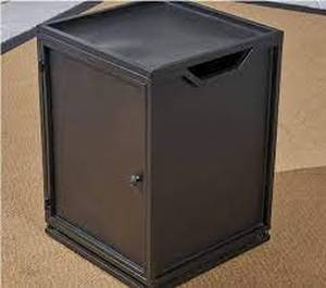 lot 2530 image: Noble House Furnishings Metal Outdoor Propane Tank Case, Matte Black, 21.5Hx16Wx16D
