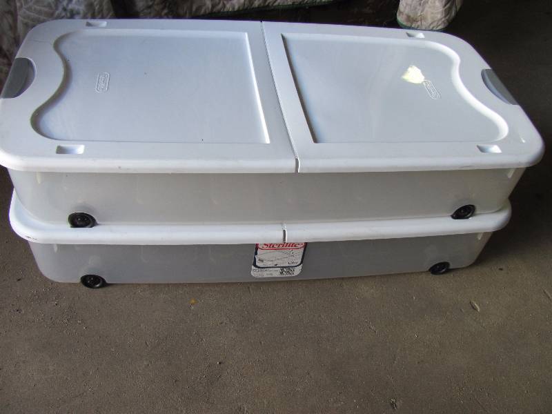 lot 8063 image: Lot of 2 Sterilite Under-Bed Storage Totes