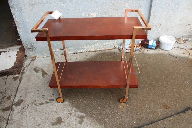 lot 9003 image: Bar Cart - On Wheels woriginal tags - by American Atelier - this is a neat piece