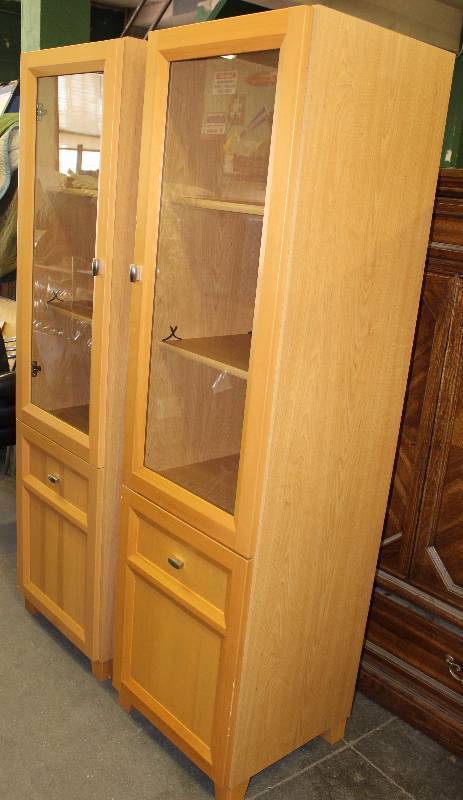 lot 9012 image: Pair of Cabinets w 2 doors each measures 19 x 18.5 x 69 tall