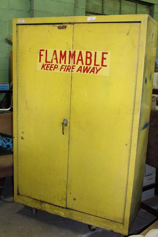 lot 9104 image: Paint  Flammable Material Cabinet, No Key, Missing Shelves, 44 x 66 x 18