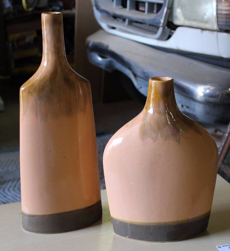 lot 9137 image: Pair of Dcor Vases - 16.5 tall and 12 tall - NEAT