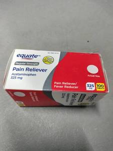 lot 1765 image: Equate Regular Strength Pain Reliever Acetaminophen 325mg 100 Tablets