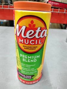 lot 1766 image: Meta Mucil Psyllium Fiber Supplement Premium Blend 72 Teaspoons 14.9oz