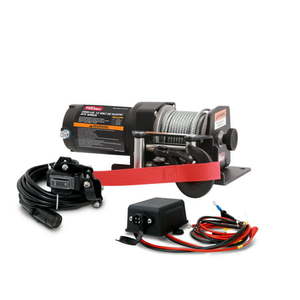 lot 5972 image: Hyper Tough 2500 lb 12V DC Electric ATV Winch with 50ft. Steel Rope and Mounting Bracket