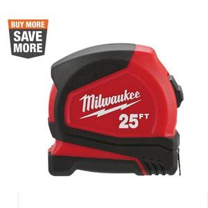lot 2617 image: Milwaukee 25 ft. Compact Tape Measure